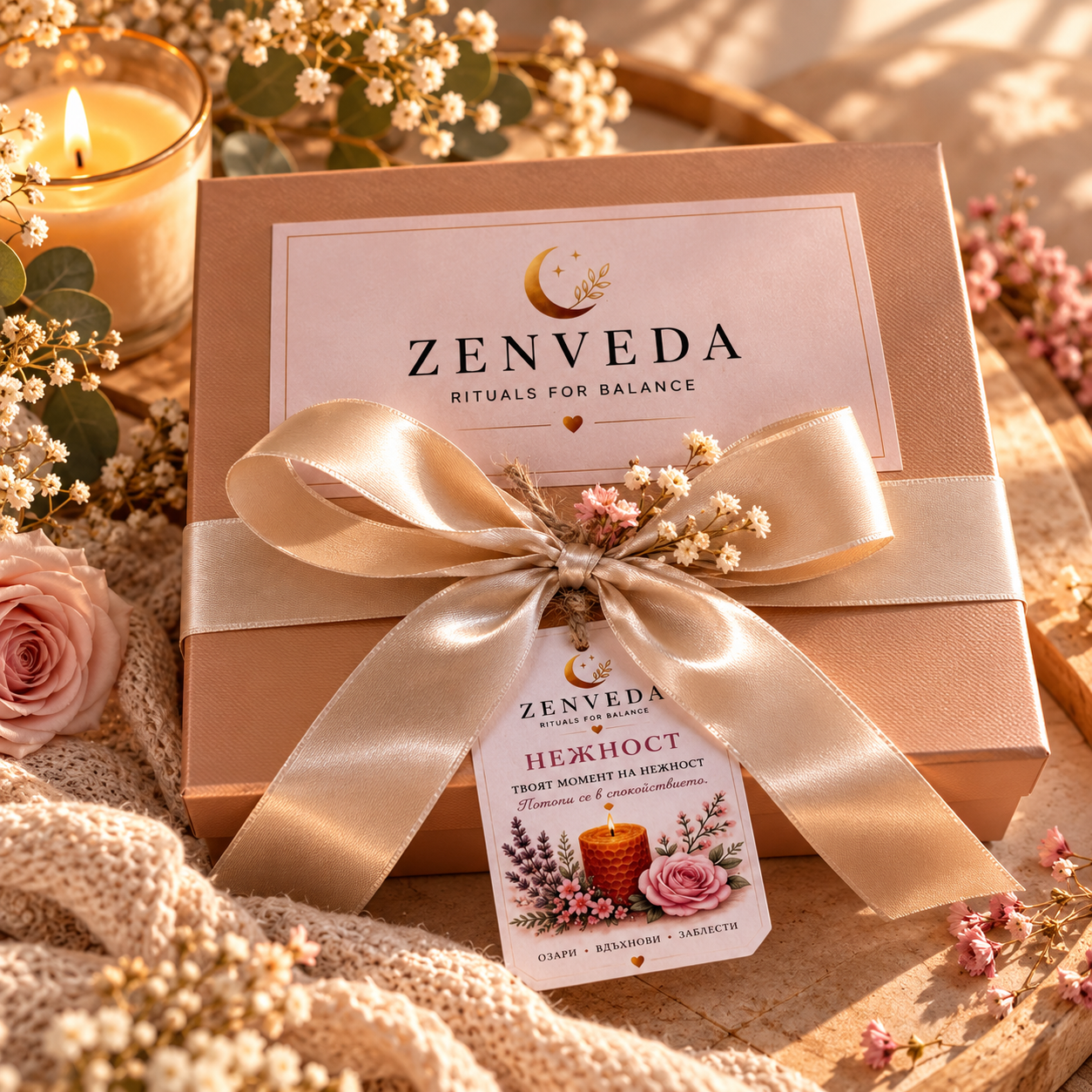 Подаръчна кутия за самогрижа Zenveda с продукти за релакс