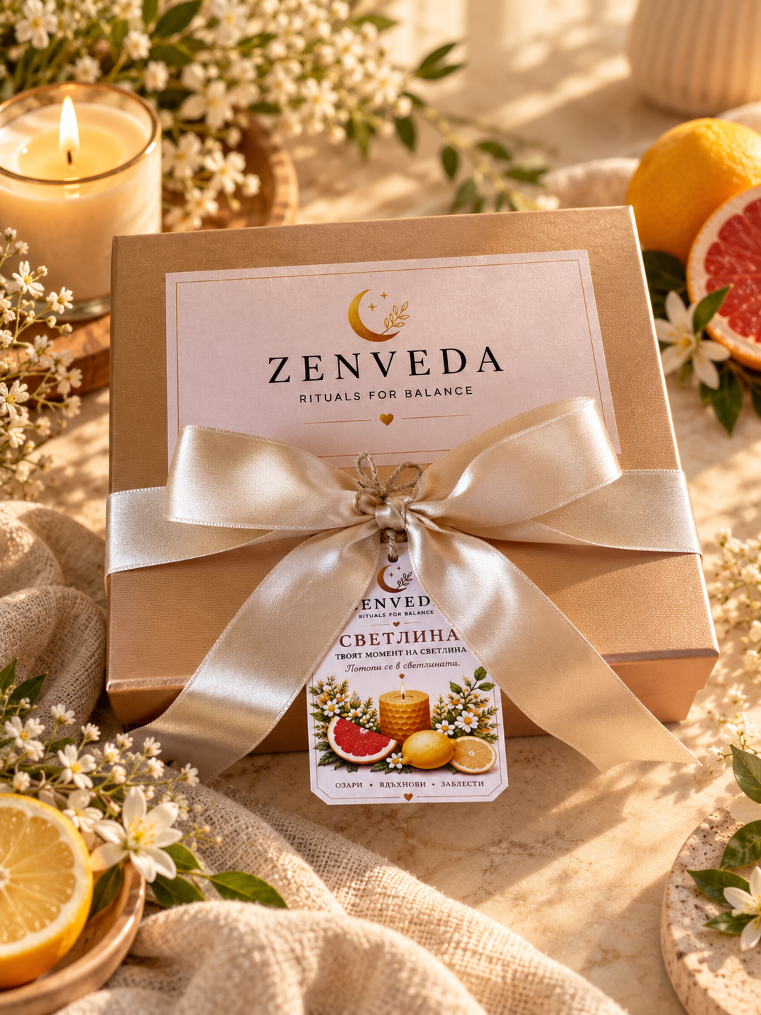 Подаръчна кутия за самогрижа Zenveda с продукти за релакс